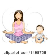 Clipart Of A Mother And Toddler Son Meditating In The Lotus Pose Royalty Free Vector Illustration by BNP Design Studio