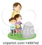 Poster, Art Print Of Widowed Wife And Mother With Her Children At A Grave