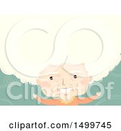 Poster, Art Print Of Senior Lady With Big White Hair Forming Text Space