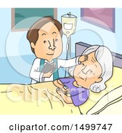 Clipart Of A Priest Annointing A Senior Woman In A Hospital Royalty Free Vector Illustration