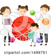 Poster, Art Print Of Science Family Around An Atom Mascot
