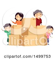 Poster, Art Print Of Happy Family With Moving Boxes
