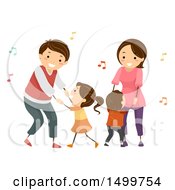 Poster, Art Print Of Happy Family Dancing To Music