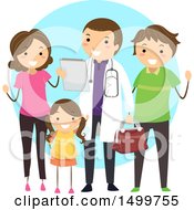 Clipart Of A Family With Their Doctor Royalty Free Vector Illustration