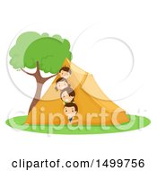 Poster, Art Print Of Happy Family Peeking From A Tent