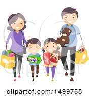 Clipart Of A Happy Family Toy Shopping Royalty Free Vector Illustration