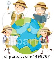 Poster, Art Print Of Family Of Explorers Around Earth