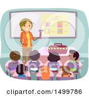 Clipart Of A Female Teacher Showing Tools To Her Students Royalty Free Vector Illustration by BNP Design Studio