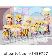 Group Of School Children And Teachers Visiting A Construction Site