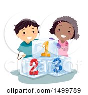 Poster, Art Print Of Boy And Girl With Frozen Numbers
