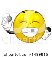 Clipart Of A Smiley Emoticon Emoji Smiling With A Missing Tooth And Showing Tooth Fairy Money Royalty Free Vector Illustration by BNP Design Studio