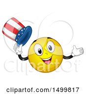 Clipart Of A Smiley Emoticon Emoji Tipping An American Top Hat Royalty Free Vector Illustration by BNP Design Studio