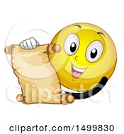 Clipart Of A Smiley Emoticon Emoji Reading A Scroll Royalty Free Vector Illustration