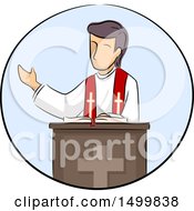 Sketched Priest At A Podium
