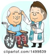 Clipart Of A Priest Annointing A Senior Man In A Wheelchair Royalty Free Vector Illustration by BNP Design Studio