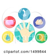 Clean Hand Water Soap Faucet Hand Washing And Towel Icons