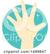 Clipart Of A Sparkly Clean Hand Icon Royalty Free Vector Illustration