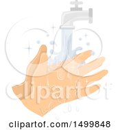 Poster, Art Print Of Pair Of Hands Under A Faucet Of Running Water