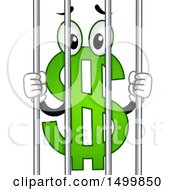 Usd Dollar Currency Symbol Mascot Behind Jail Bars