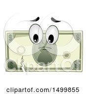 Poster, Art Print Of Sad Torn Dollar Bill Mascot Character