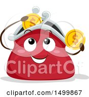 Poster, Art Print Of Happy Coin Purse Mascot Depositing Coins