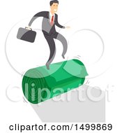Poster, Art Print Of Business Man On A Roll Balancing On Cash