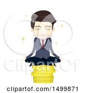 Poster, Art Print Of Business Man Meditating On A Stack Of Gold Coins