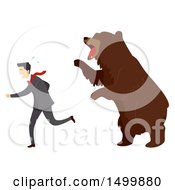 Poster, Art Print Of Businessman Being Chased By A Bear Stock Market Concept