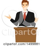 Poster, Art Print Of Male Pastor Preaching At A Lectern