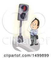 Poster, Art Print Of Business Man Waiting Impatiently At A Crosswalk