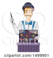 Poster, Art Print Of Magician Holding A Magic Wand And A Box