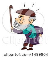 Poster, Art Print Of Grumpy Old Man Waving His Cane