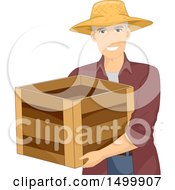 Poster, Art Print Of Senior Male Farmer Carrying A Crate