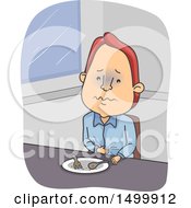 Clipart Of A Man With Indigestion Sitting At A Table After A Meal Royalty Free Vector Illustration by BNP Design Studio