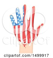 Clipart Of A Hand With An American Flag Painting Royalty Free Vector Illustration by BNP Design Studio