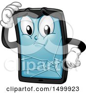 Broken Tablet Computer Character Mascot
