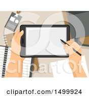 Poster, Art Print Of Pair Of Hands Taking Notes On A Tablet
