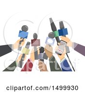 Poster, Art Print Of Crowd Of Reporters Holding Out Microphones