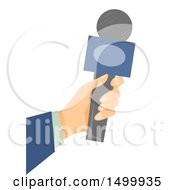 Journalist Reporter Hand Holding A Microphone