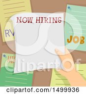 Poster, Art Print Of Hand Pulling A Now Hiring Post From A Bulletin