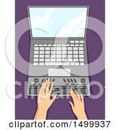 Poster, Art Print Of Pair Of Hands Typing On A Braille Keyboard Laptop Computer