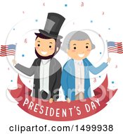Poster, Art Print Of Presidents Day Banner With Abraham Lincoln And George Washington