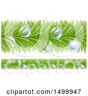 Clipart Of Christmas Branch Garlands With Silver Baubles Royalty Free Vector Illustration