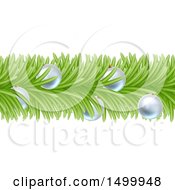 Poster, Art Print Of Christmas Branch Garland With Silver Baubles