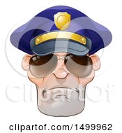 Poster, Art Print Of Mean White Male Police Officer Wearing Sunglasses