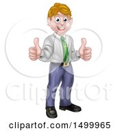 Poster, Art Print Of Happy Caucasian Business Man Giving Two Thumbs Up