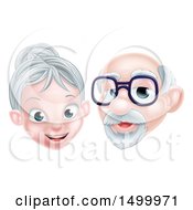 Poster, Art Print Of Cartoon Happy Senior Citizen Caucasian Couple
