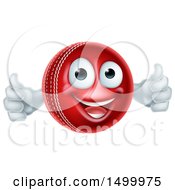 Poster, Art Print Of 3d Cricket Ball Mascot Character Giving Two Thumbs Up