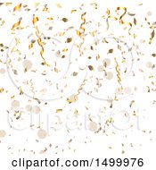 Clipart Of A Background Of Falling Gold Confetti Royalty Free Vector Illustration
