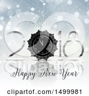 Clipart Of A Happy New Year 2018 Design With A Clock Royalty Free Vector Illustration